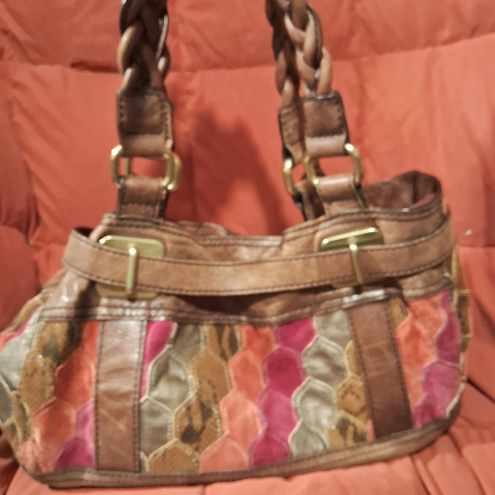 Fossil Multicolor Patchwork Satchel - image 13